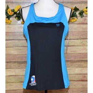NWT Wilson Tennis Ladies Black Aqua Tennis Athletic Racerback Tank Top Size L